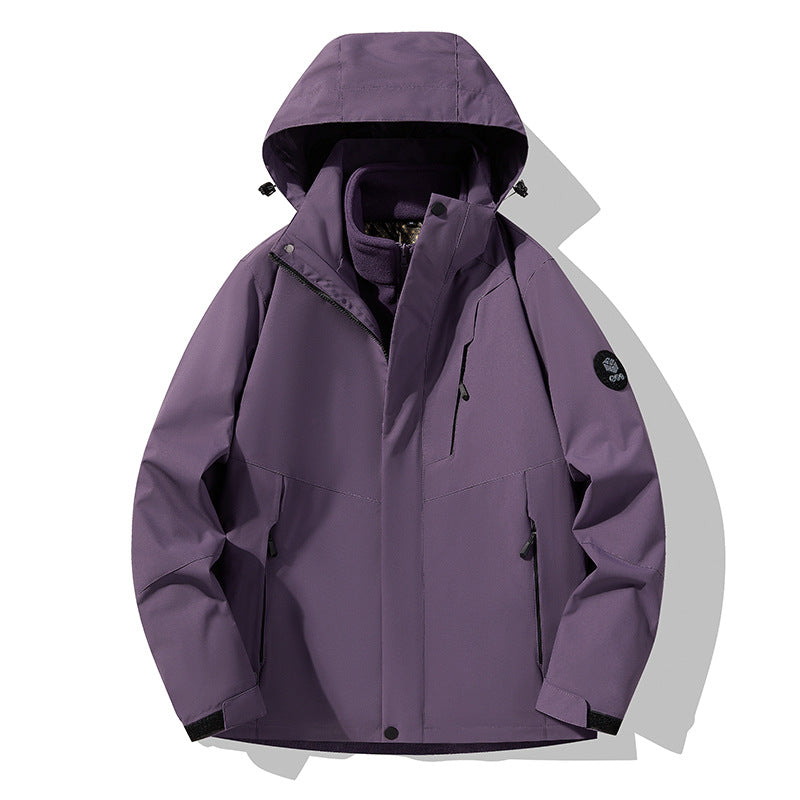 Herren dreilagige atmungsaktive Softshell-Trekkingjacke mit integriertem Fleecekragen und verstellbarer Kapuze Echoarchiv