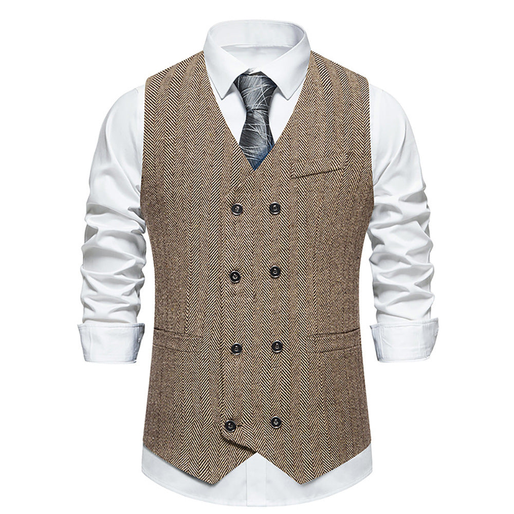 Herren elegante Doppelreiher-Weste im strukturierten Design Echoarchiv