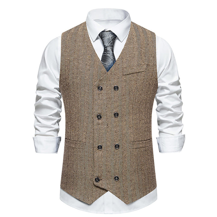 Herren elegante Doppelreiher-Weste im strukturierten Design Echoarchiv
