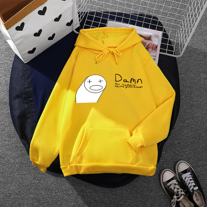 Damen Kapuzenpullover mit minimalistischer Grafik, lockerer Oversize-Passform und Kängurutasche – Auréline