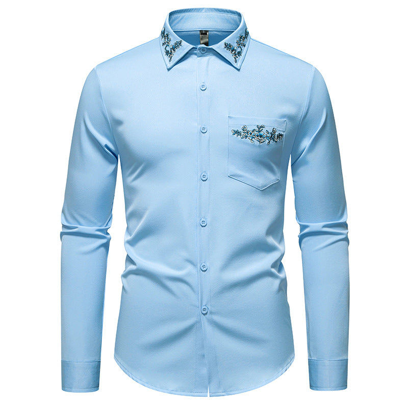Herren Elegantes Hemd mit floralem Design und dezentem Stehkragen Echoarchiv