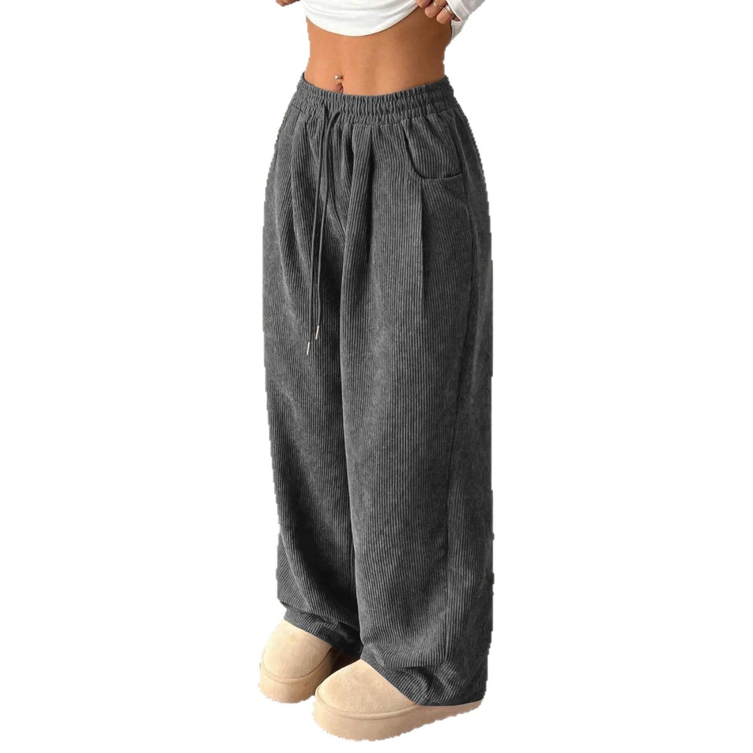 Damen Cordhose mit weitem Bein, elastischem Bund und Kordelzug Echo Archiv