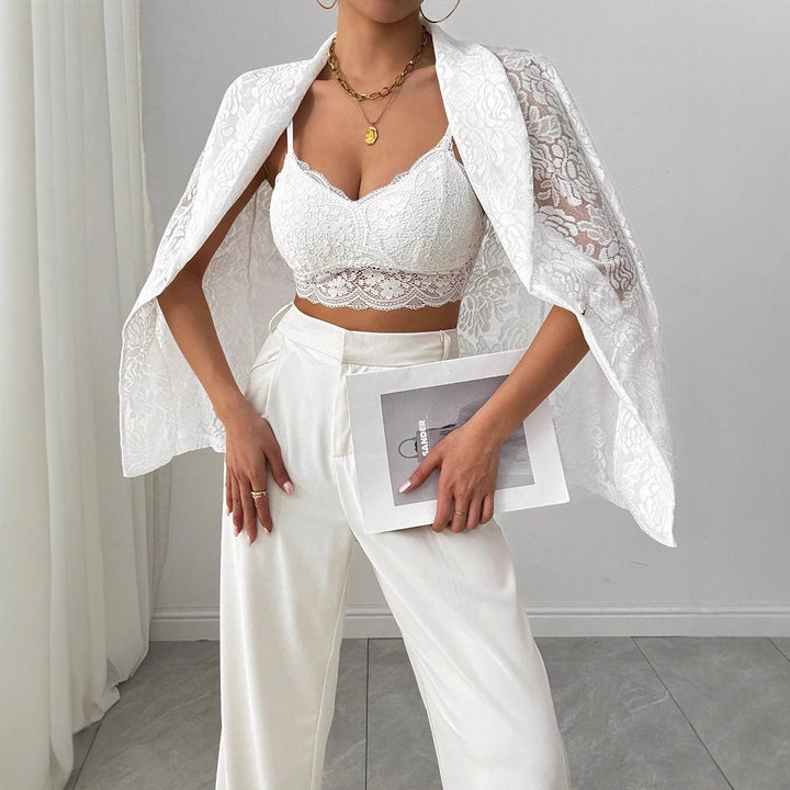 Damen nan Spitzenblazer mit Schalkragen und floraler Transparenz Echo Archiv