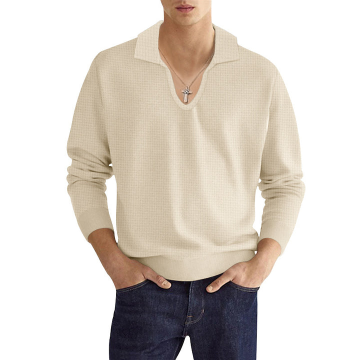 Herren Strickpullover mit modischem V-Ausschnitt und strukturiertem Design Echoarchiv