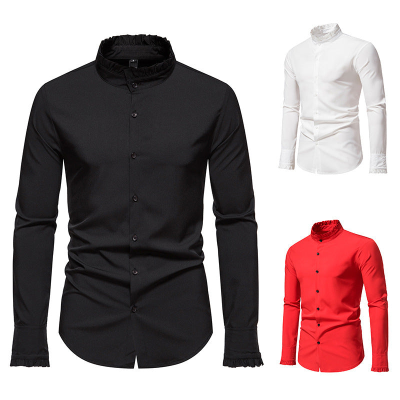 Herren Elegantes Langarmhemd mit Rüschendetails Echoarchiv