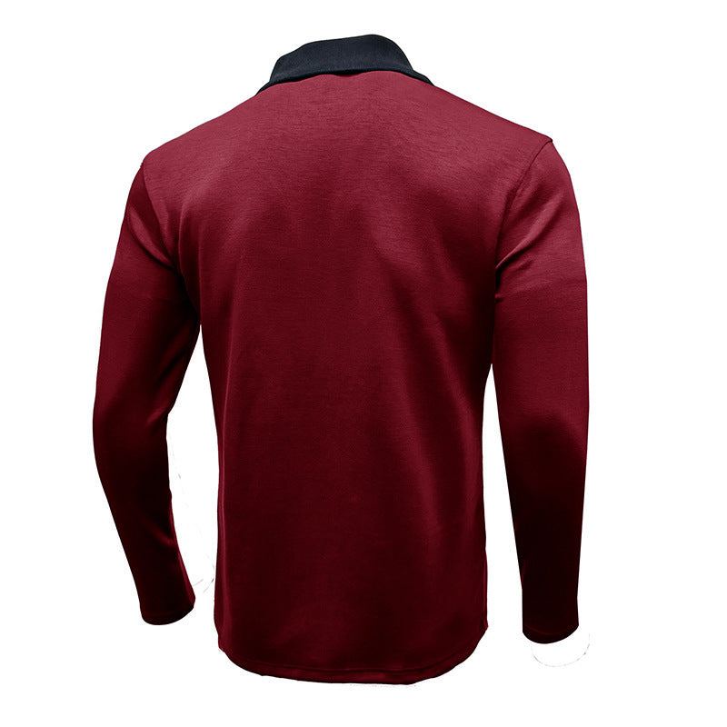 Herren Sportliches Langarm-Polo mit Stehkragen und funktionalem Reißverschluss Echoarchiv