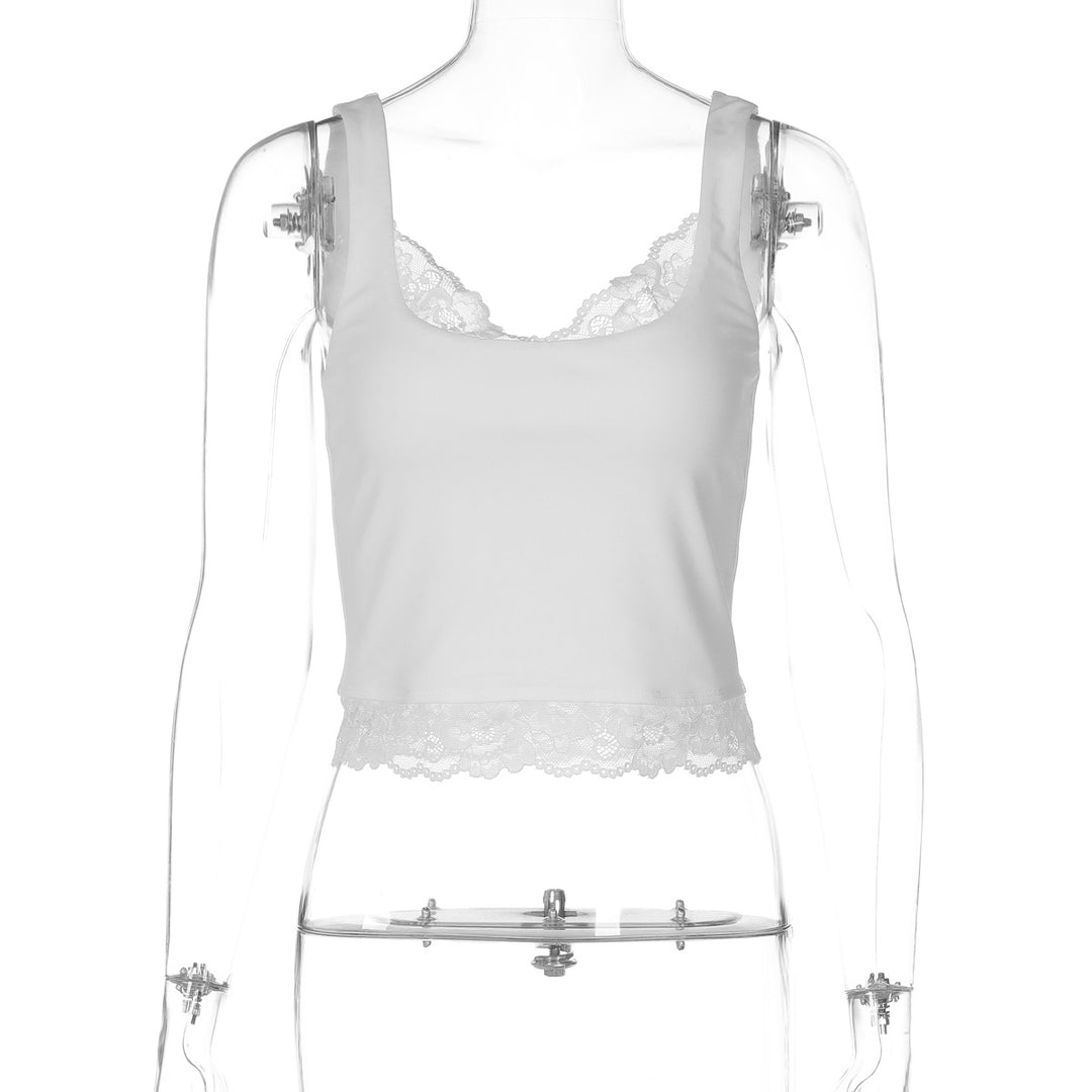 Damen Spitzen-Crop-Top mit schmalen Trägern und elastischem Unterbrustband Echo Archiv