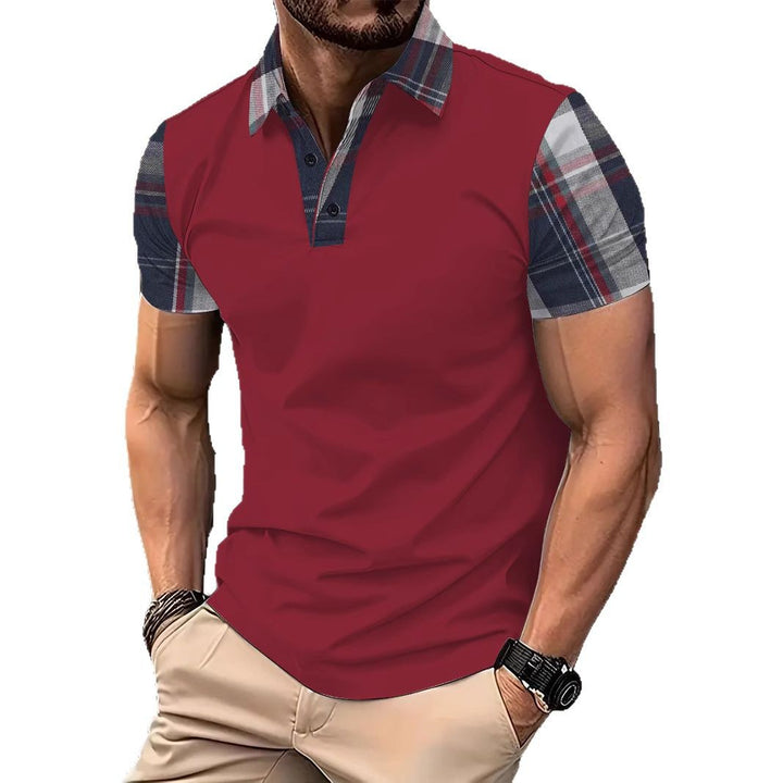 Herren Polo-T-Shirt mit karierter Kragen- und Ärmelgestaltung Echoarchiv