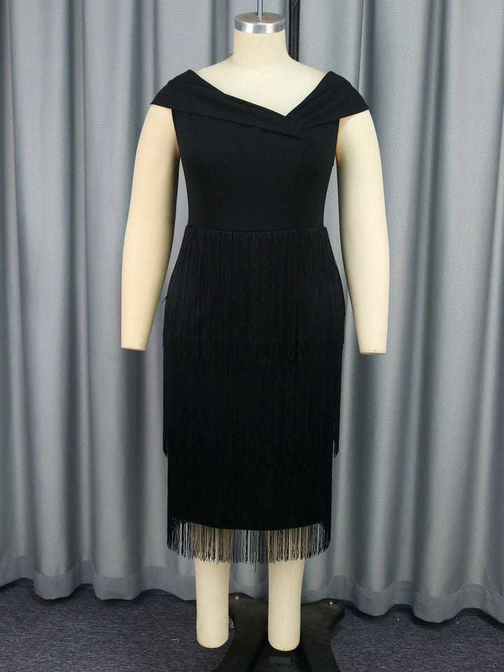 Damen elegantes Kleid mit Fransen-Detail Echo Archiv