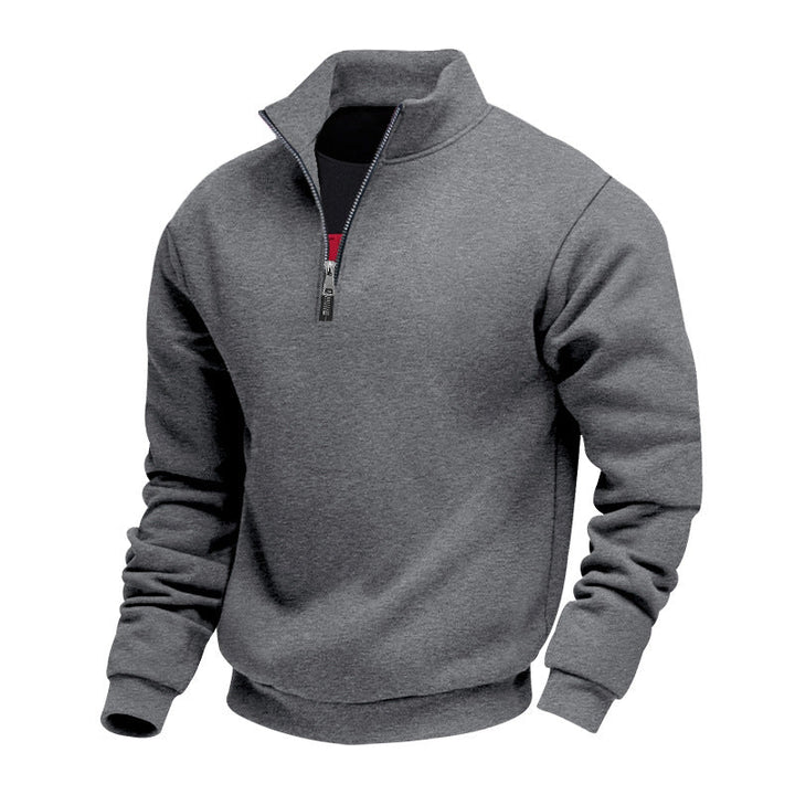Herren leichter Fleecepullover mit Stehkragen und halblangem Reißverschluss – Marzano