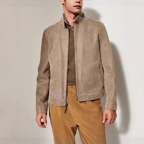Herren elegante Lederjacke mit strukturiertem Design Echoarchiv