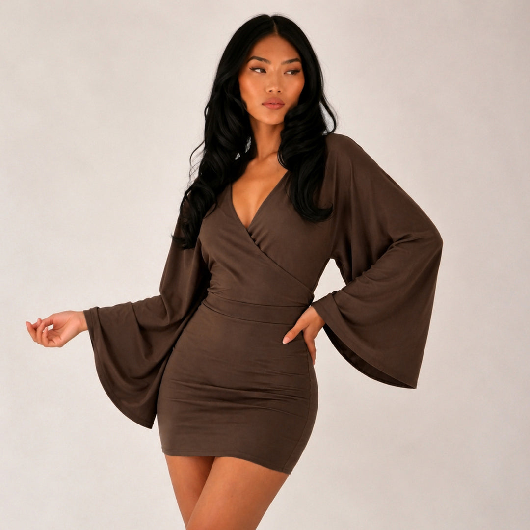 Damen nan Wickel-Minikleid mit Kimonoärmeln, taillierter Miedernaht und stretchigem Jersey Echo Archiv