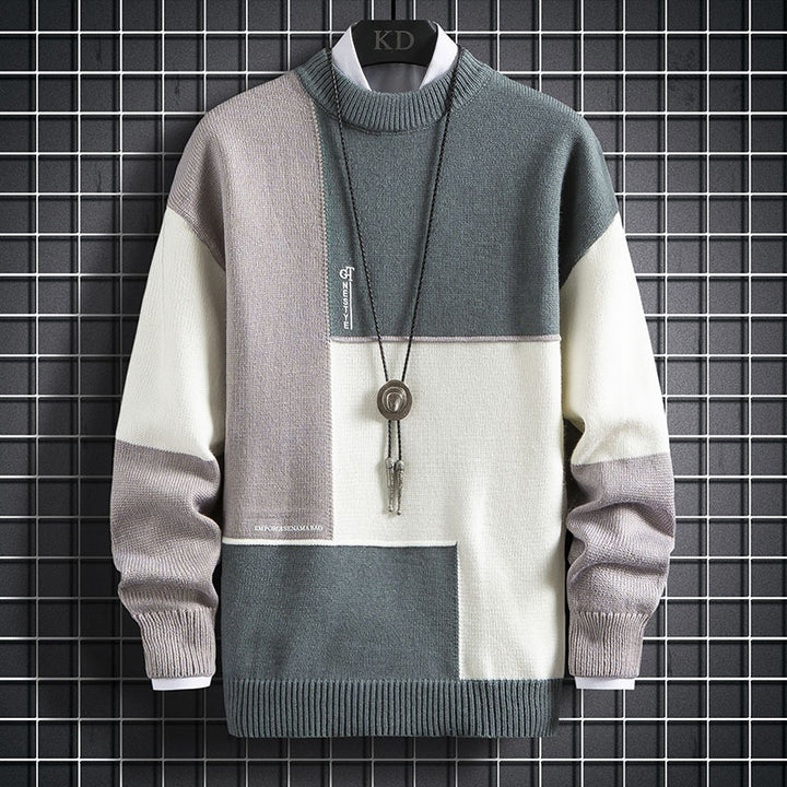 Herren nan blockfarbiger Oversize-Feinstrickpullover mit Stehkragen und gerippten Bündchen Echo Archiv