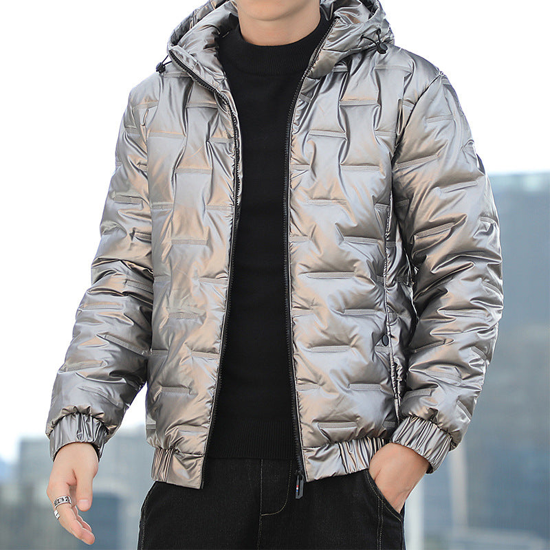 Herren Leichte gesteppte Kapuzen‑Steppjacke mit glänzender Oberfläche und elastischen Bündchen Echo Archiv
