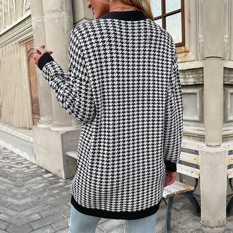 Damen Modischer Strickcardigan mit Hahnentritt-Muster Echo Archiv