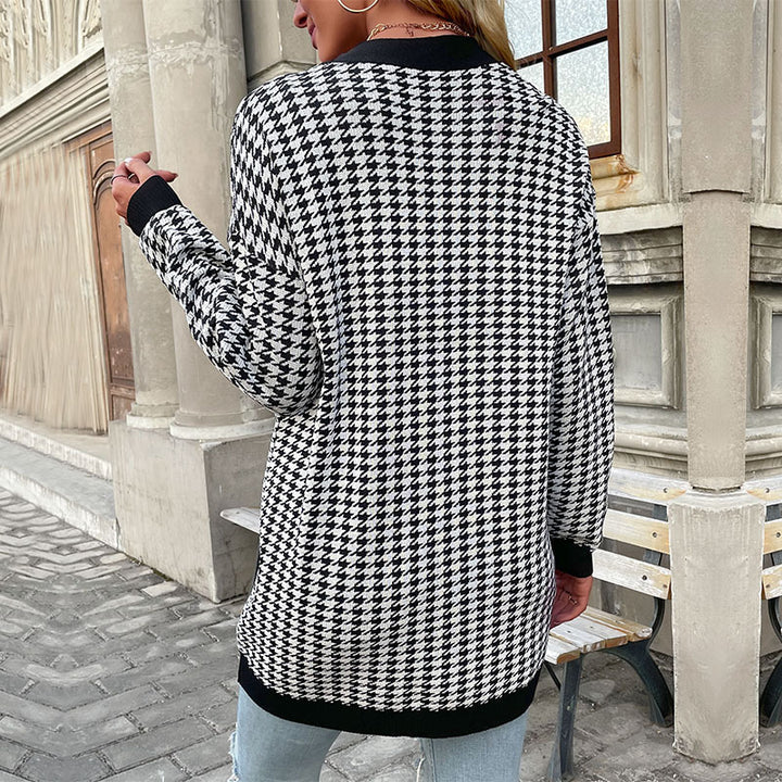 Damen Modischer Strickcardigan mit Hahnentritt-Muster Echo Archiv