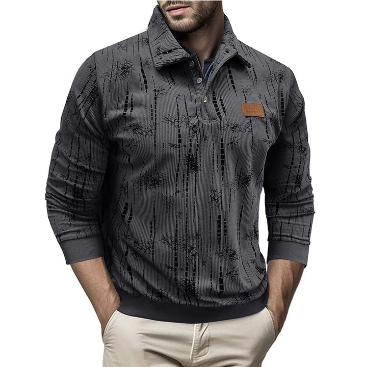Herren modischer Pullover im strukturierten Design mit Kragen und Knopfleiste Echoarchiv