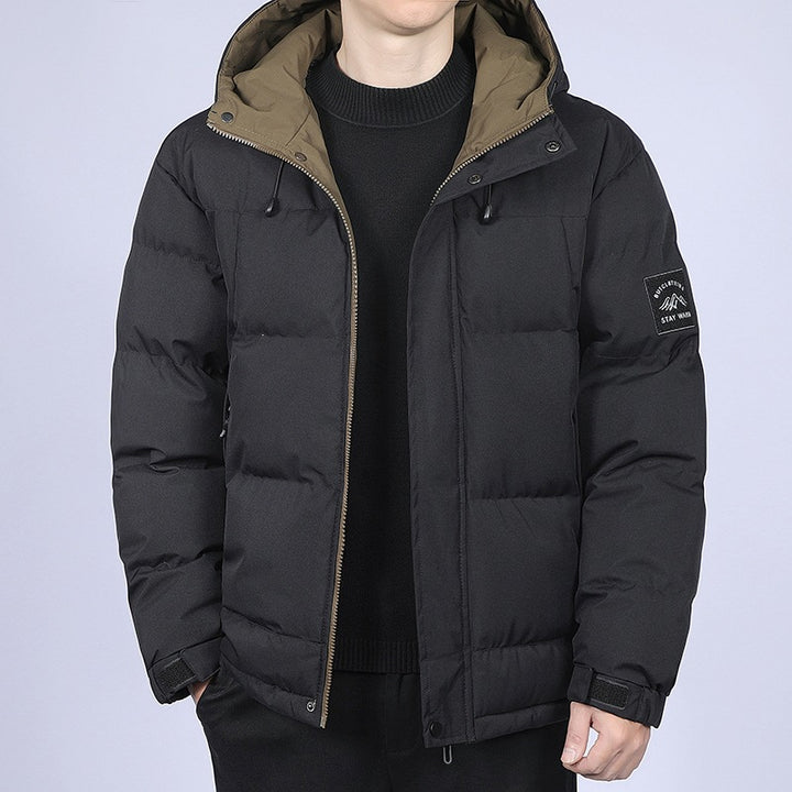 Herren Kurz geschnittene gesteppte Winterjacke mit Kapuze, winddichter Membran & verstellbaren Manschetten Echoarchiv
