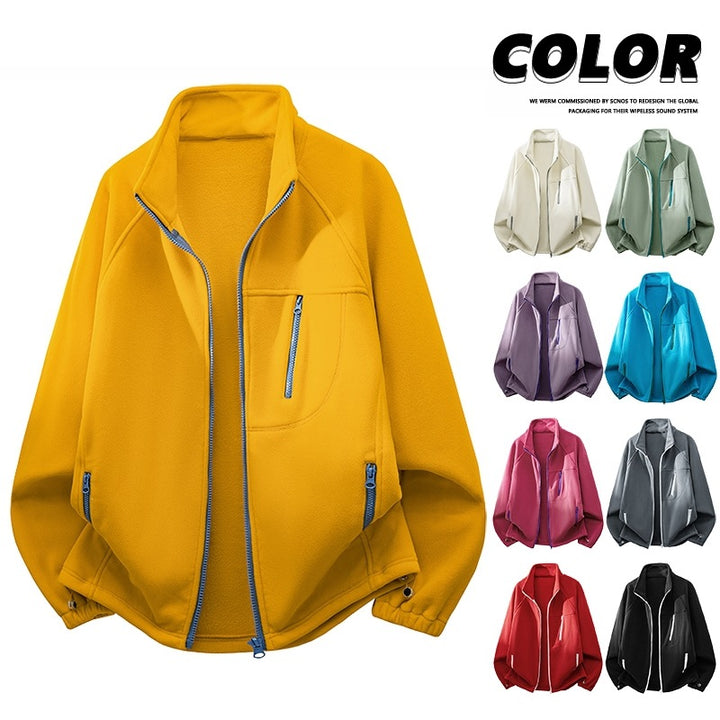 Unisex Leichte Fleecejacke mit Stehkragen, Raglanärmeln und multiplen Reißverschlusstaschen Echo Archiv