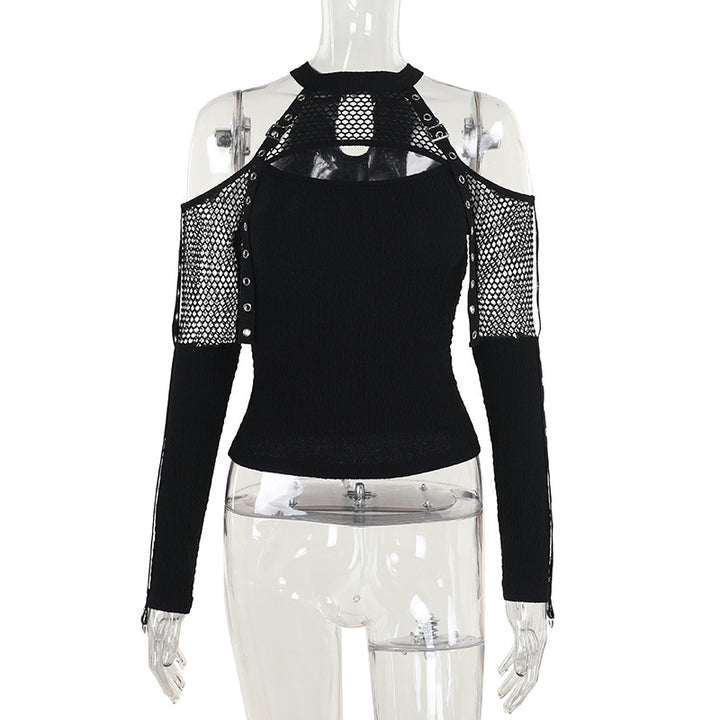 Damen modisches Oberteil mit einzigartigem Cut-Out-Design und Netzdetails Echo Archiv