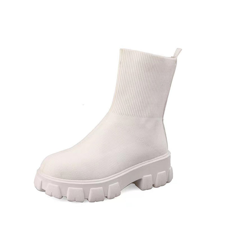 Damen  Strick-Stiefelette mit sockenähnlichem Schaft und markanter Profilsohle Echo Archiv