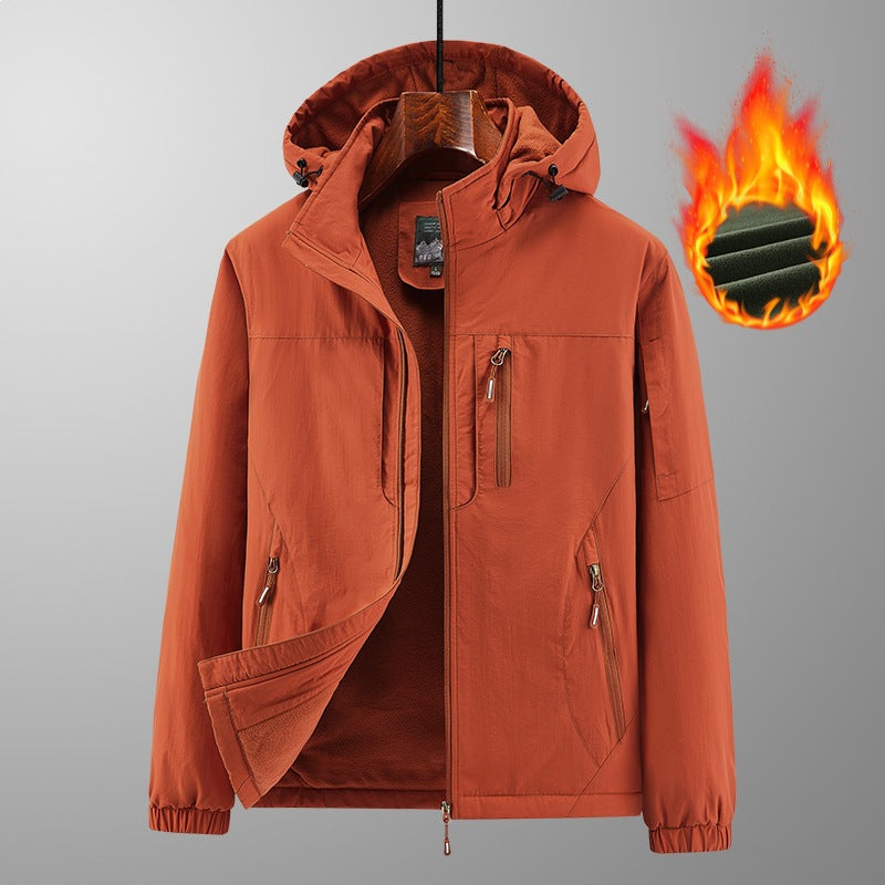 Herren Leichte Wind- und Thermo-Softshelljacke mit Kapuze, fleecegefüttert & Multifunktionstaschen Echoarchiv