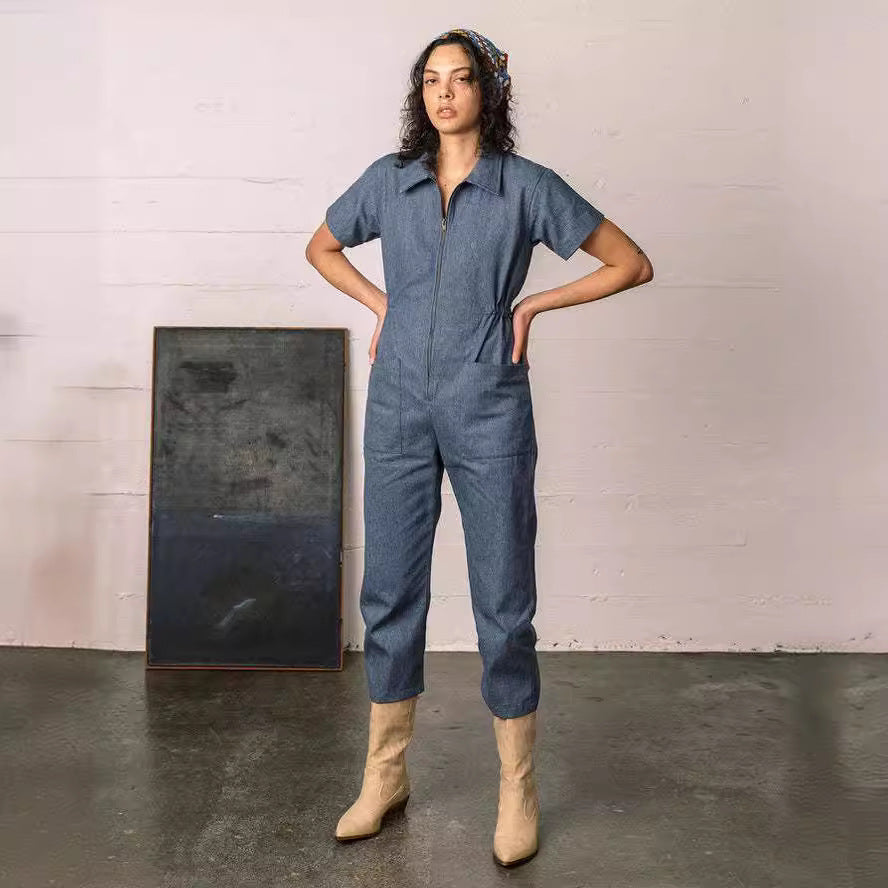 Damen legerer Jumpsuit mit praktischen Taschen und Reißverschluss Echoarchiv