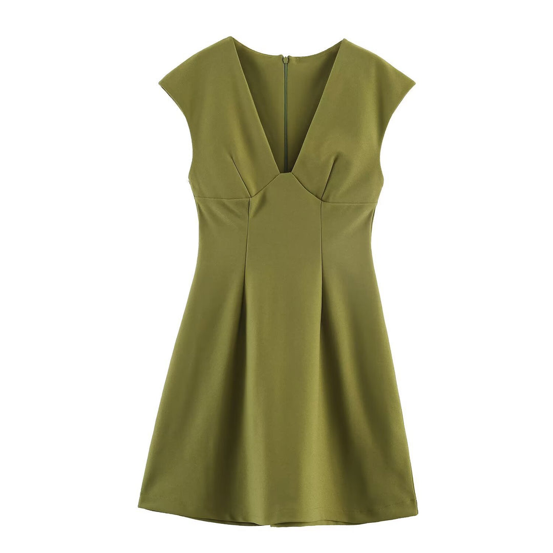 Damen elegantes Kurzkleid mit V-Ausschnitt und A-Linien-Schnitt Echo Archiv