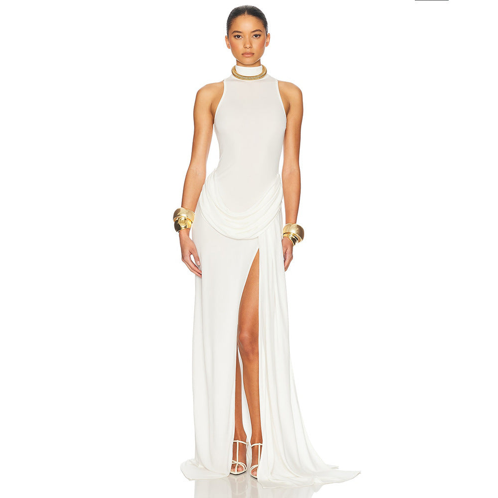 Damen Elegantes Maxi-Kleid mit hohem Schlitz und drapierten Details Echo Archiv