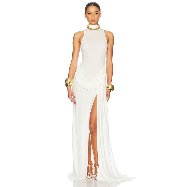 Damen Elegantes Maxi-Kleid mit hohem Schlitz und drapierten Details Echo Archiv
