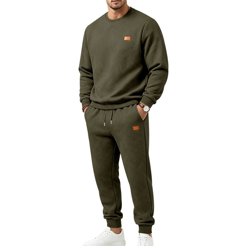 Herren Gemustertes Komfort-Sweatset mit Rundhals-Sweatshirt und Kordel-Jogginghose Echoarchiv