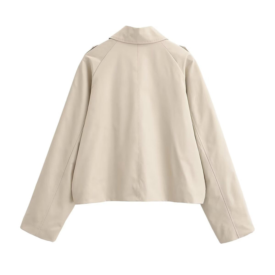 Damen Cropped Trenchjacke im Boxy‑Schnitt mit Schulterklappen und Druckknöpfen Echo Archiv