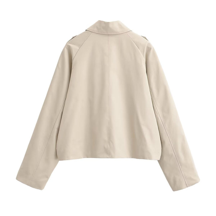 Damen Cropped Trenchjacke im Boxy‑Schnitt mit Schulterklappen und Druckknöpfen Echo Archiv