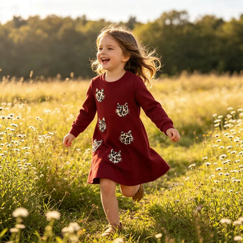 Mädchen Wohlfühlkleid mit Tierstickerei Echo Archiv