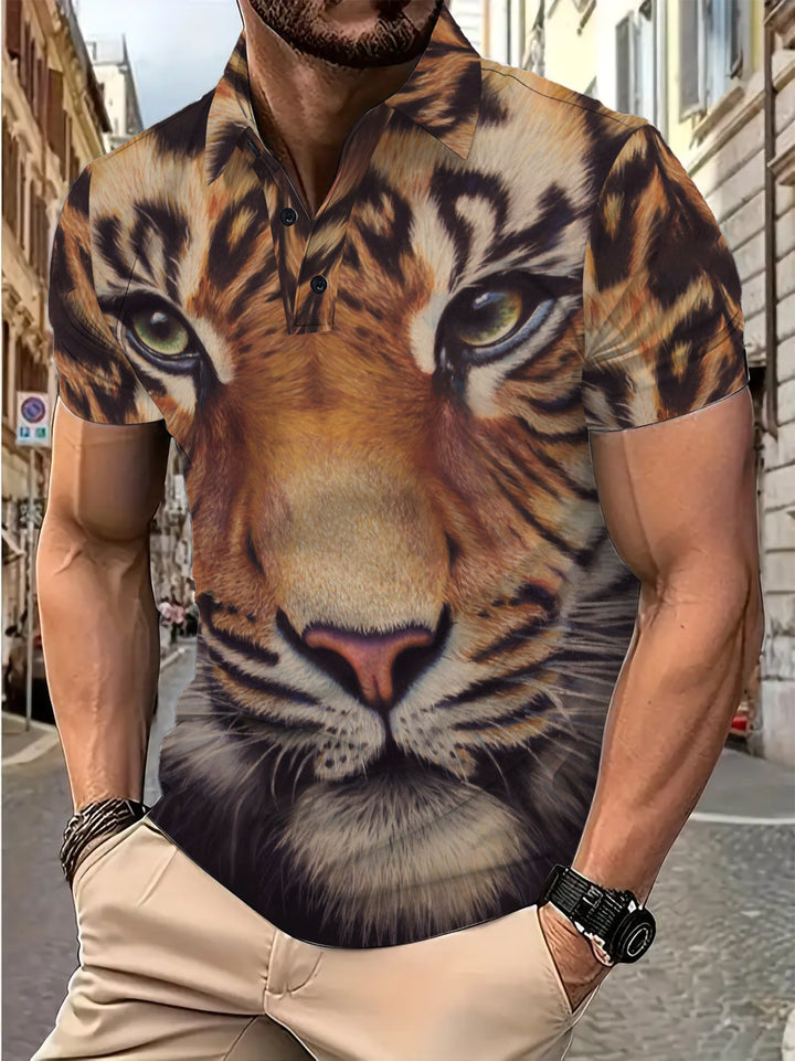 Herren Poloshirt mit eindrucksvollem Tiermotiv Echoarchiv