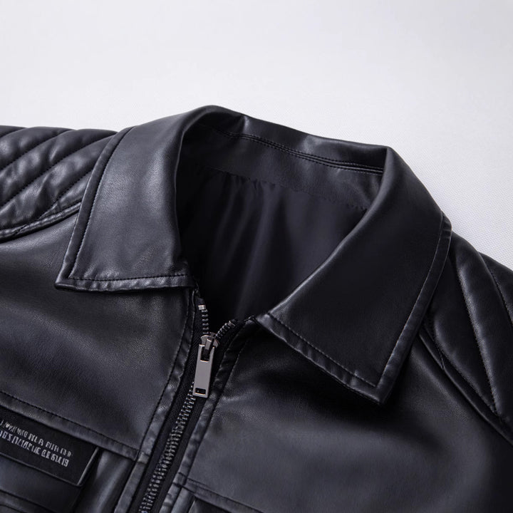 Herren Modische Lederjacke mit Schulterpolster Echo Archiv
