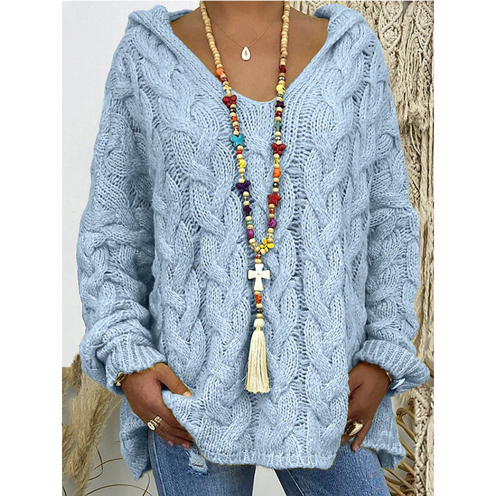 Damen nan grob gestrickter Kapuzenpullover mit Zopfmuster und weitem Oversize-Schnitt Echo Archiv