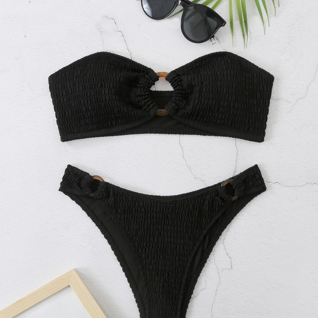 Damen Bikini-Set mit strukturiertem Bustier-Oberteil und hochgeschnittenen Bottoms Echo Archiv