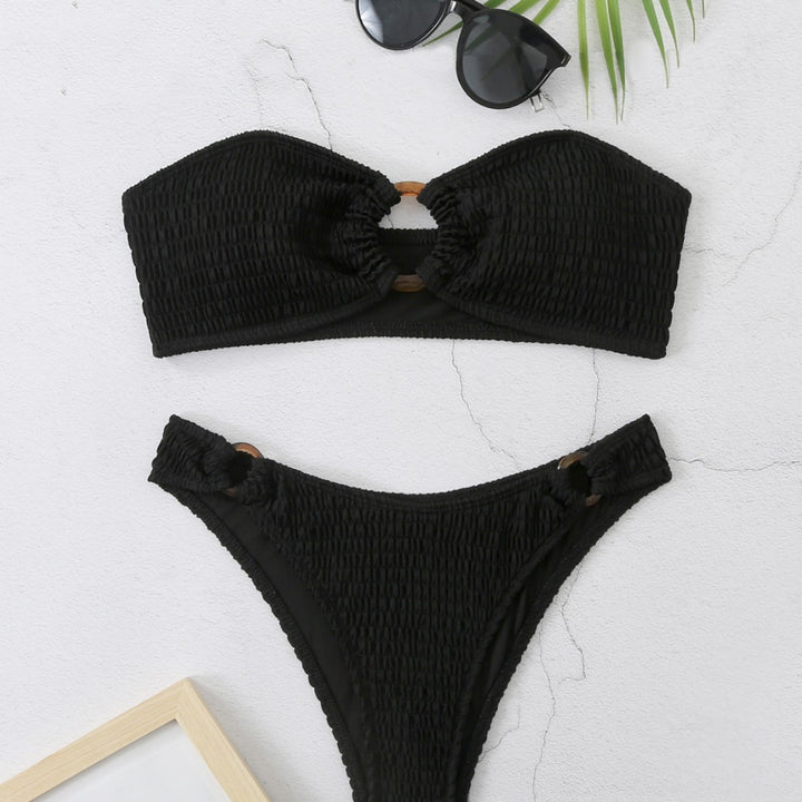 Damen Bikini-Set mit strukturiertem Bustier-Oberteil und hochgeschnittenen Bottoms Echo Archiv