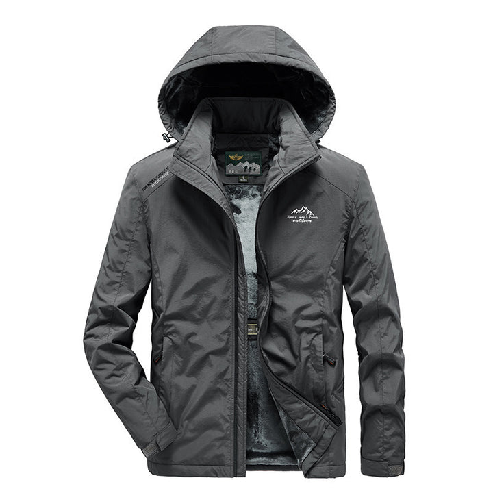 Herren Outdoorjacke mit Plüsch-Innenfutter, verstellbarer Kapuze und winddichter Front Echo Archiv