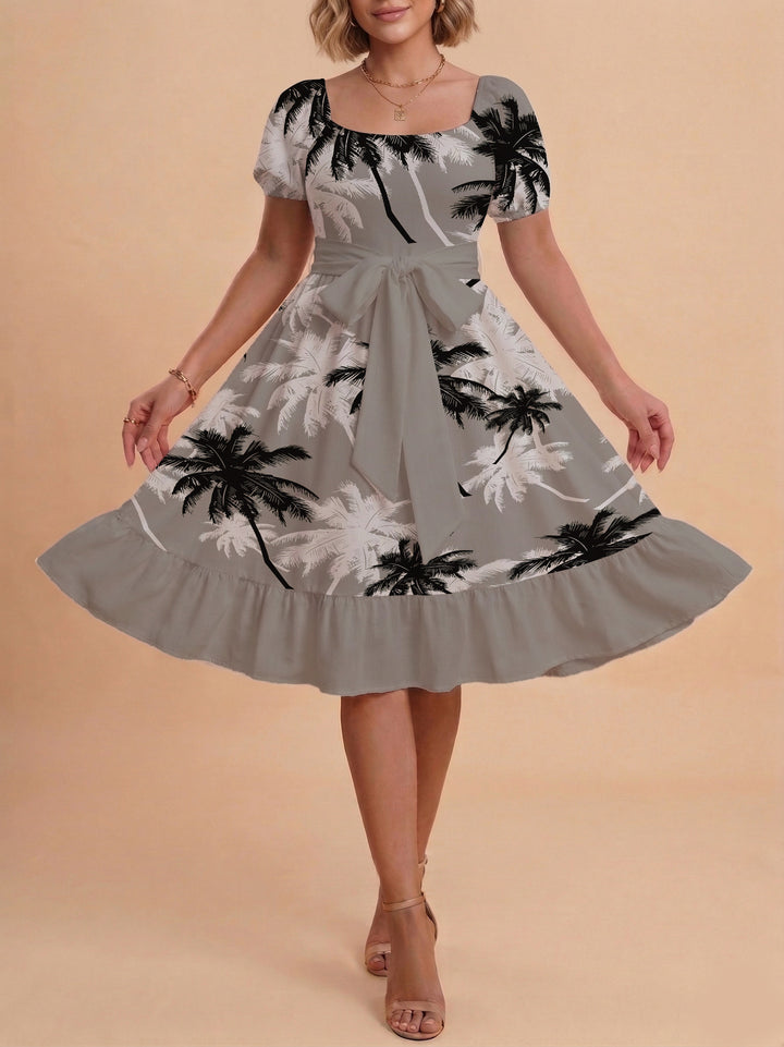 Damen schickes Glitzerkleid mit tailliertem Schnitt und Rüschensaum Echo Archiv