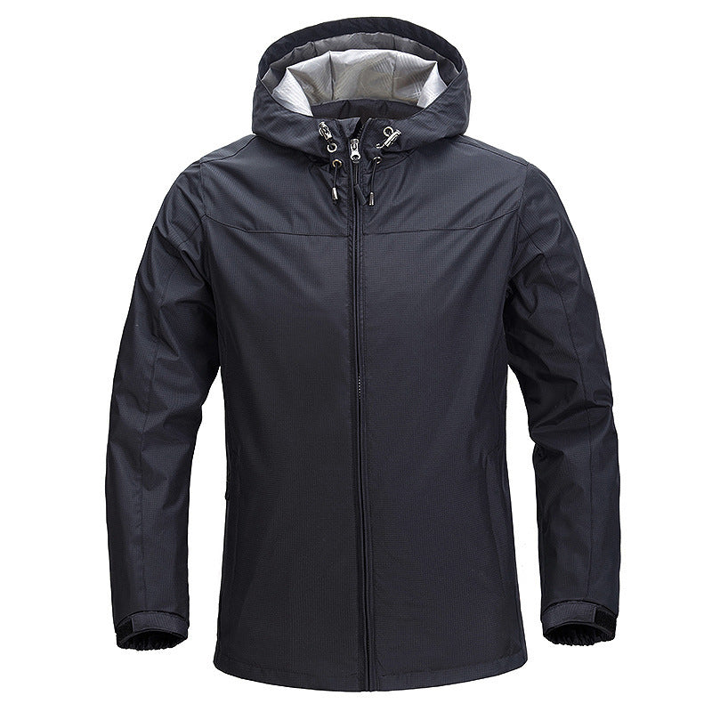 Herren leichte atmungsaktive Regen‑Softshelljacke mit verstellbarer Kapuze und verschweißten Nähten – Taviero