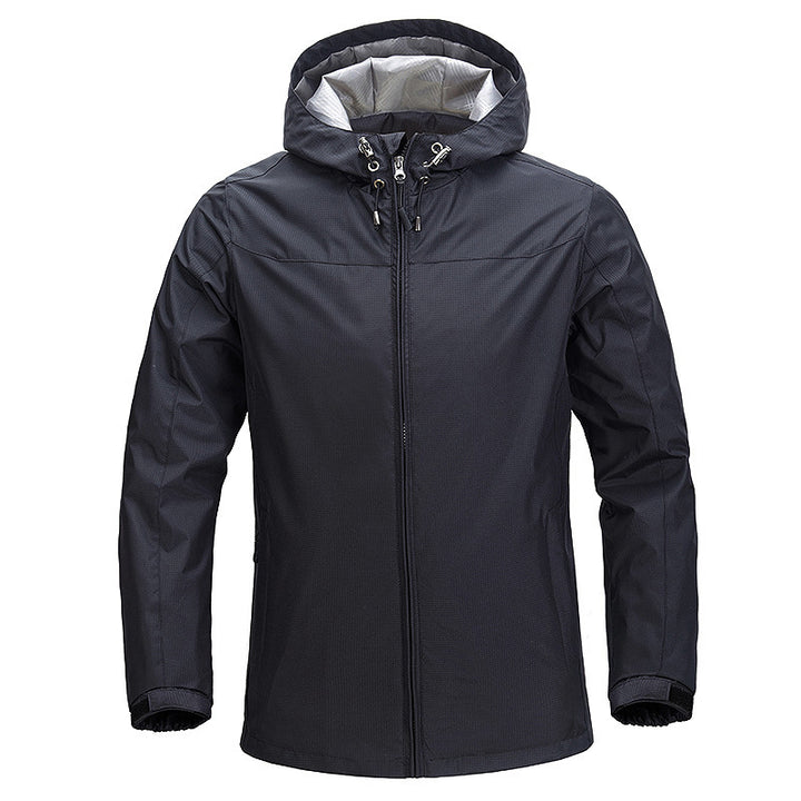 Herren leichte atmungsaktive Regen‑Softshelljacke mit verstellbarer Kapuze und verschweißten Nähten – Taviero