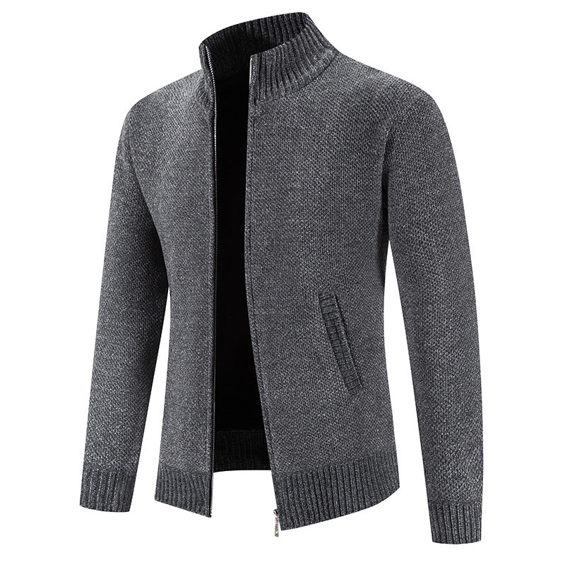 Herren modische Strickjacke mit hochgeschlossenem Kragen und Reißverschluss Echoarchiv