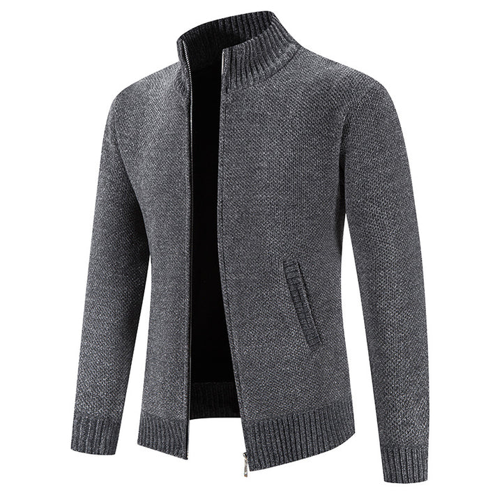 Herren modische Strickjacke mit hochgeschlossenem Kragen und Reißverschluss Echoarchiv