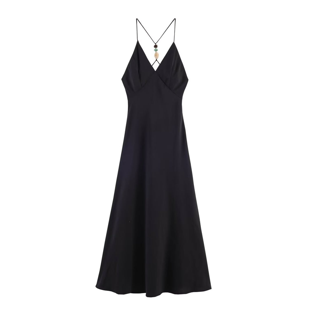 Damen Maxikleid mit zartem Spaghettiträgerdesign und eleganter Drapierung Echo Archiv