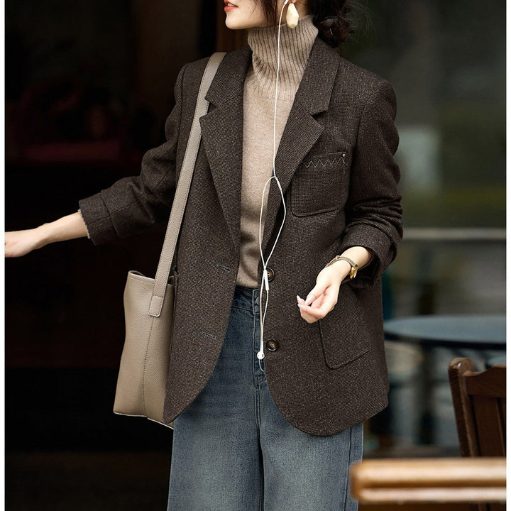 Damen Modern geschnittener Blazer mit strukturiertem Stoff Echoarchiv