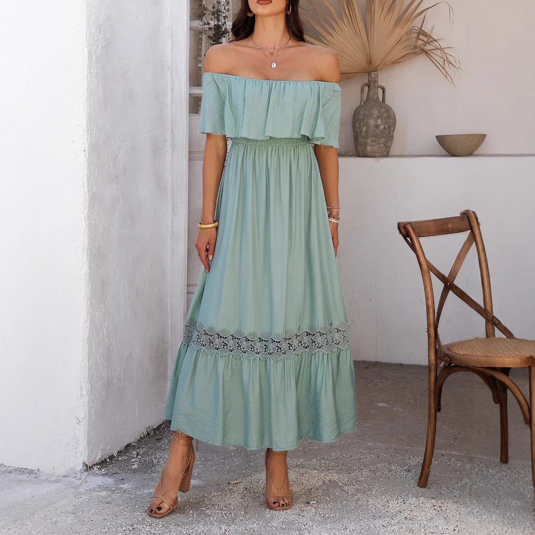 Damen Off-Shoulder Maxikleid mit Rüschendetails Echo Archiv