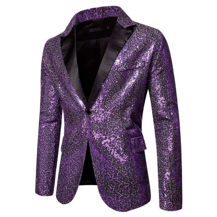 Herren extravagante Glitzer-Smokingjacke mit schwarzem Satinrevers Echoarchiv