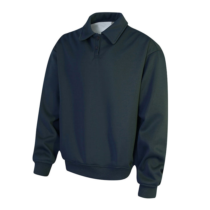 Herren Polo‑Sweatshirt im Oversize‑Relaxed‑Fit mit Rippbündchen und Knopfleiste Echo Archiv